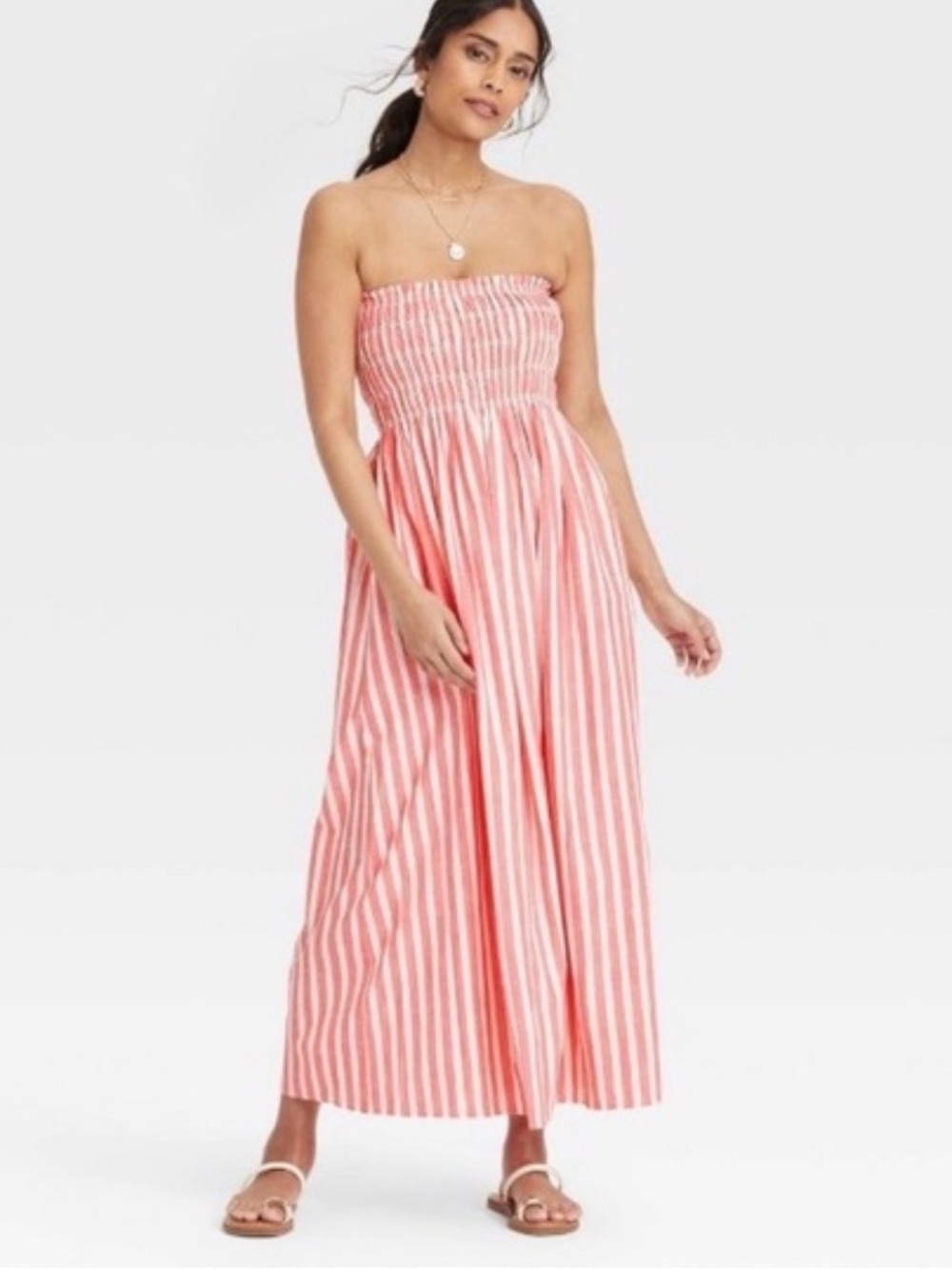Universal Thread Pink and White Striped Strapless Maxi Dress NWT